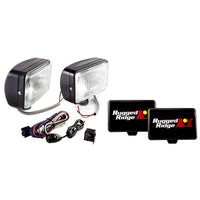 Rugged Ridge 15207.55 | 5 Inch x 7 Inch Halogen Fog Light Kit, Black Steel Housings, Pair