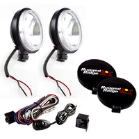 Rugged Ridge 15207.58 | 6 Inch Round Slim Halogen Light Kit, Black Steel Housings, Pair