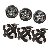 Rugged Ridge 15210.06 | X-Clamp and Round LED Light Kit, Large, Black, 3 Pieces