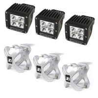 Rugged Ridge 15210.12 | X-Clamp and Square LED Light Kit, Large, Silver, 3 Pieces