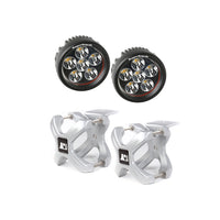 Rugged Ridge 15210.14 | X-Clamp and Round LED Light Kit, Large, Silver, 2 Pieces