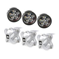 Rugged Ridge 15210.15 | X-Clamp and Round LED Light Kit, Large, Silver, 3 Pieces