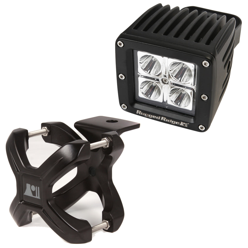 Rugged Ridge 15210.21 | X-Clamp and Square LED Light Kit, Small, Black, 1 Piece