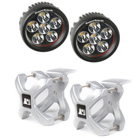 Rugged Ridge 15210.35 | X-Clamp and Round LED Light Kit, Small, Silver, 2 Pieces