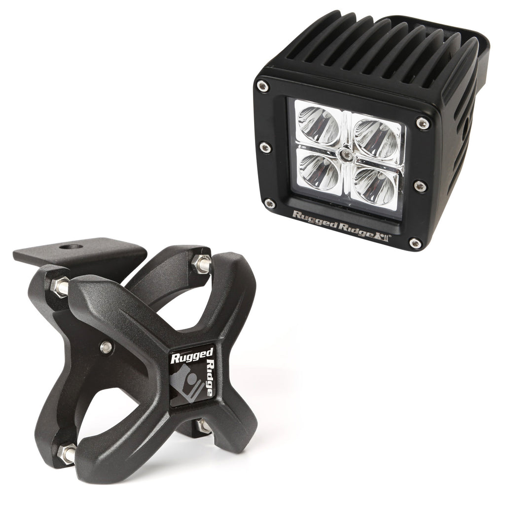 Rugged Ridge 15210.37 | X-Clamp and Square LED Light Kit, Small, Textured Black, 1 Piece