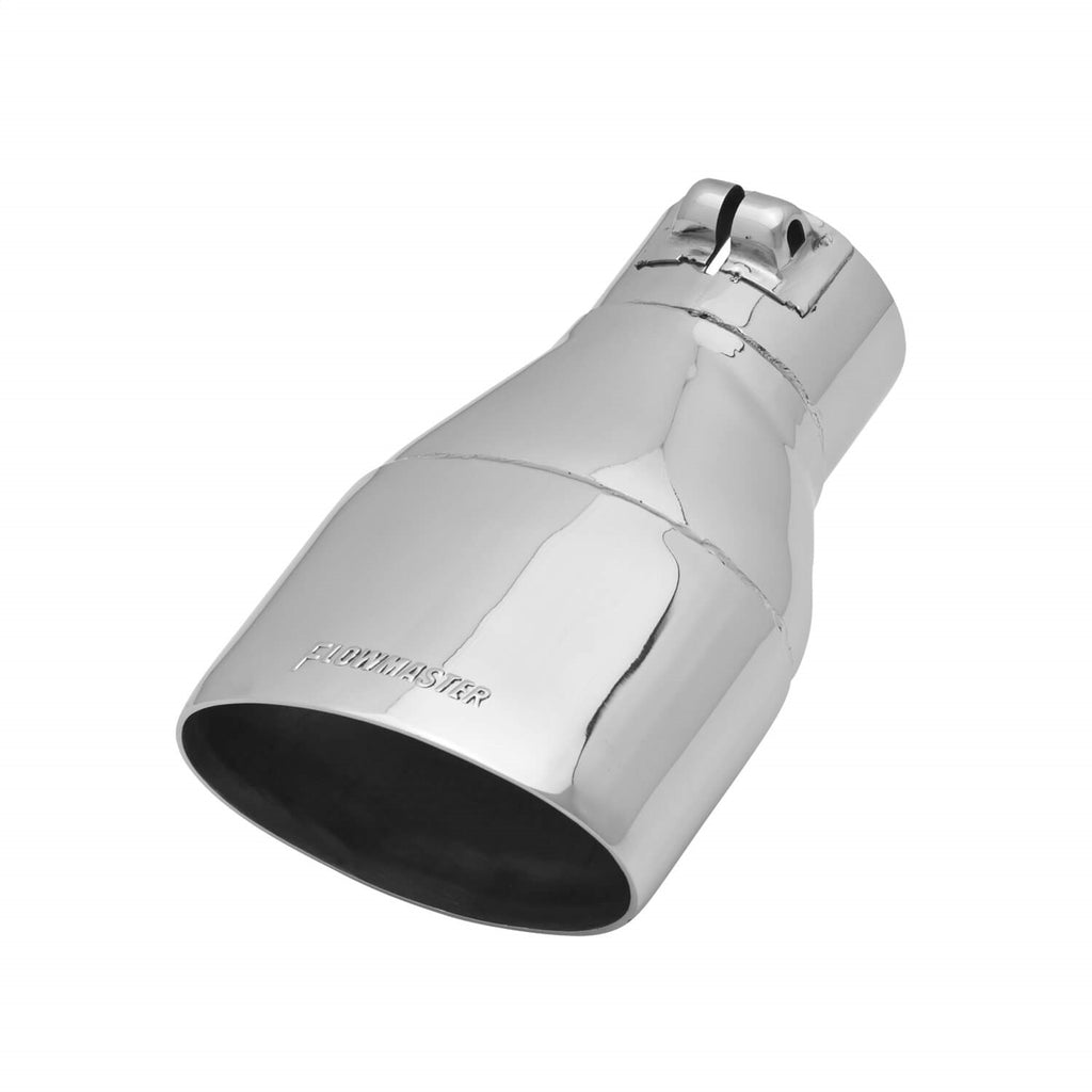Flowmaster 15383 Exhaust Tip - 3.5 x 5.5 in Oval Straight Cut Polished SS Fits 3.00 in. -Clamp on