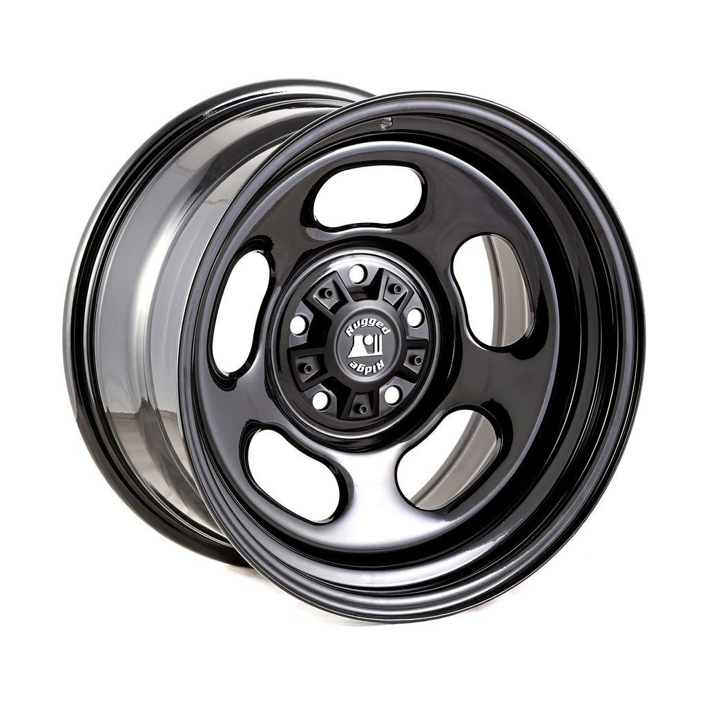 Rugged Ridge OMI-15500.78 | Black Steel Wheel Hubcentric with Center Cap, 17x9