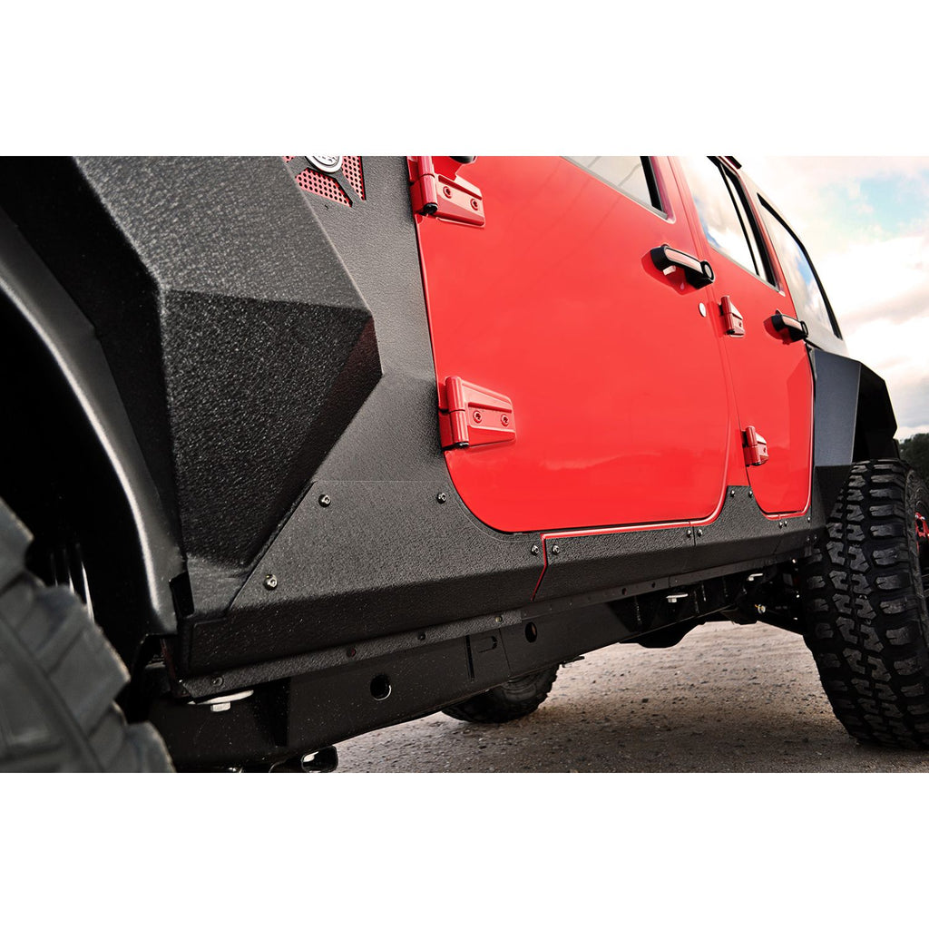 Rugged Ridge 11615.10 | Body Armor Cladding, Rocker Panel Guard, Steel; 07-18 Jeep Wrangler JK