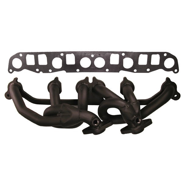 Header Steel Black 4.0L; 99-06 Jeep Models XJ/ZJ/TJ
