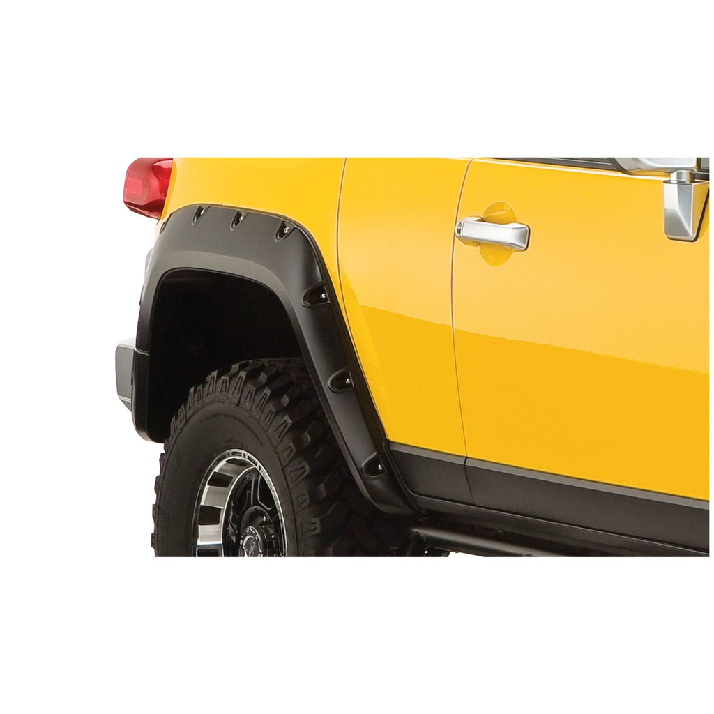 Bushwacker 31064-02 Black Pocket/Rivet Style Smooth Finish Rear Fender Flares for 2007-2014 Toyota FJ Cruiser