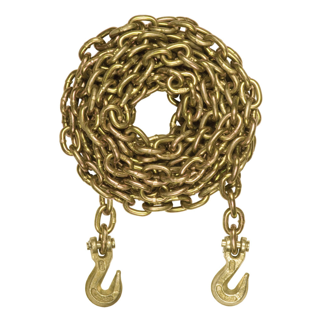 20' Transport Binder Safety Chain with 2 Clevis Hooks (18800 lbs Yellow Zinc)
