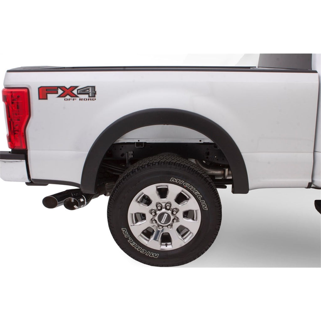Bushwacker 20108-02 Black OE-Style Smooth Finish Rear Fender Flares for 2017-2022 Ford F-250 Super Duty; 2017-2022 F-350 Super Duty w/98 In. Bed