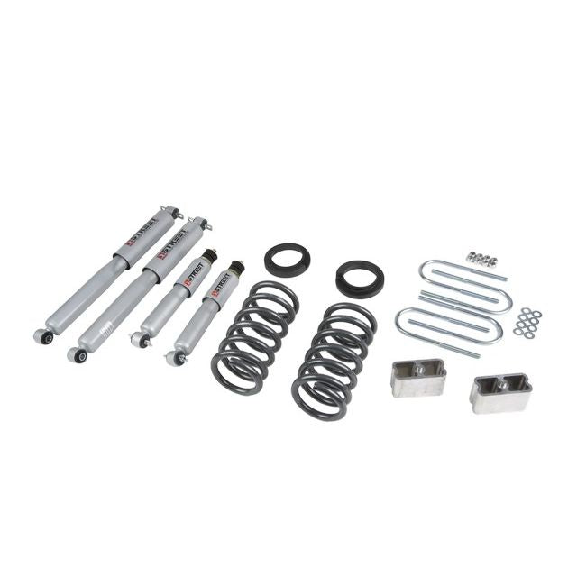 BELLTECH 630SP LOWERING KITS  Front And Rear Complete Kit W/ Street Performance Shocks 1982-2004 Chevrolet S10/S15 Pickup 4&6 cyl. (Std Cab) 83-97 Chevrolet Blazer/Jimmy 4&6 cyl. 2 in. or 3 in. F/3 in. R drop W/ Street Performance Shocks