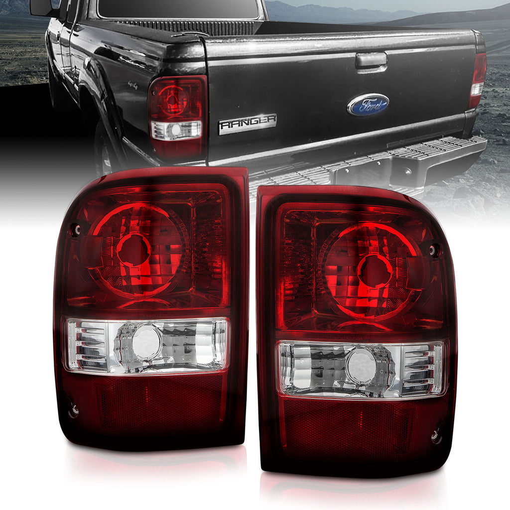 ANZO USA-211183 | Tail Light Assembly; Dark Red/Clear Lens; Pair (OE Replacement)