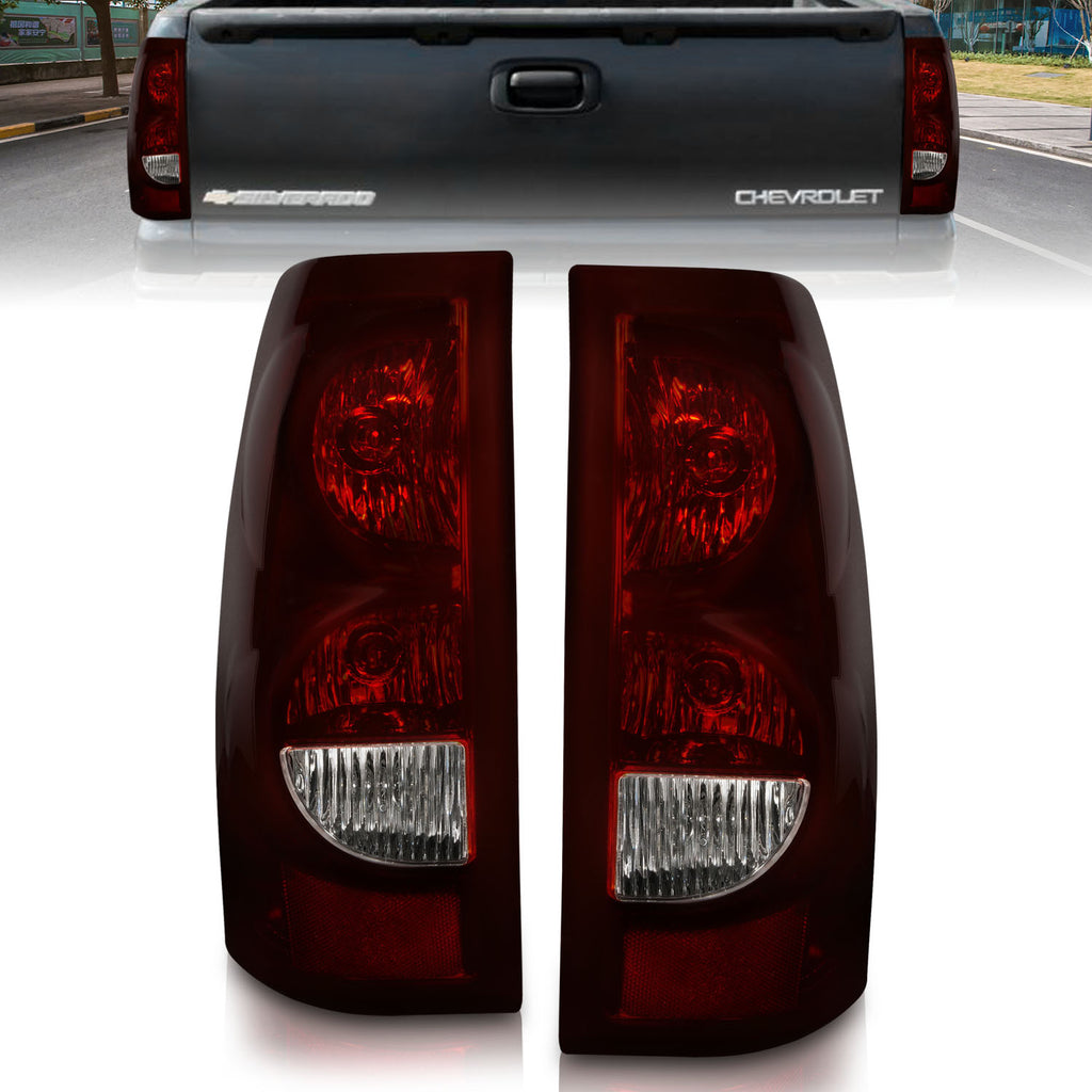 ANZO USA-211184 | Tail Light Assembly; Crystal; Chrome Housing; Dark Red/Clear Lens; Pair