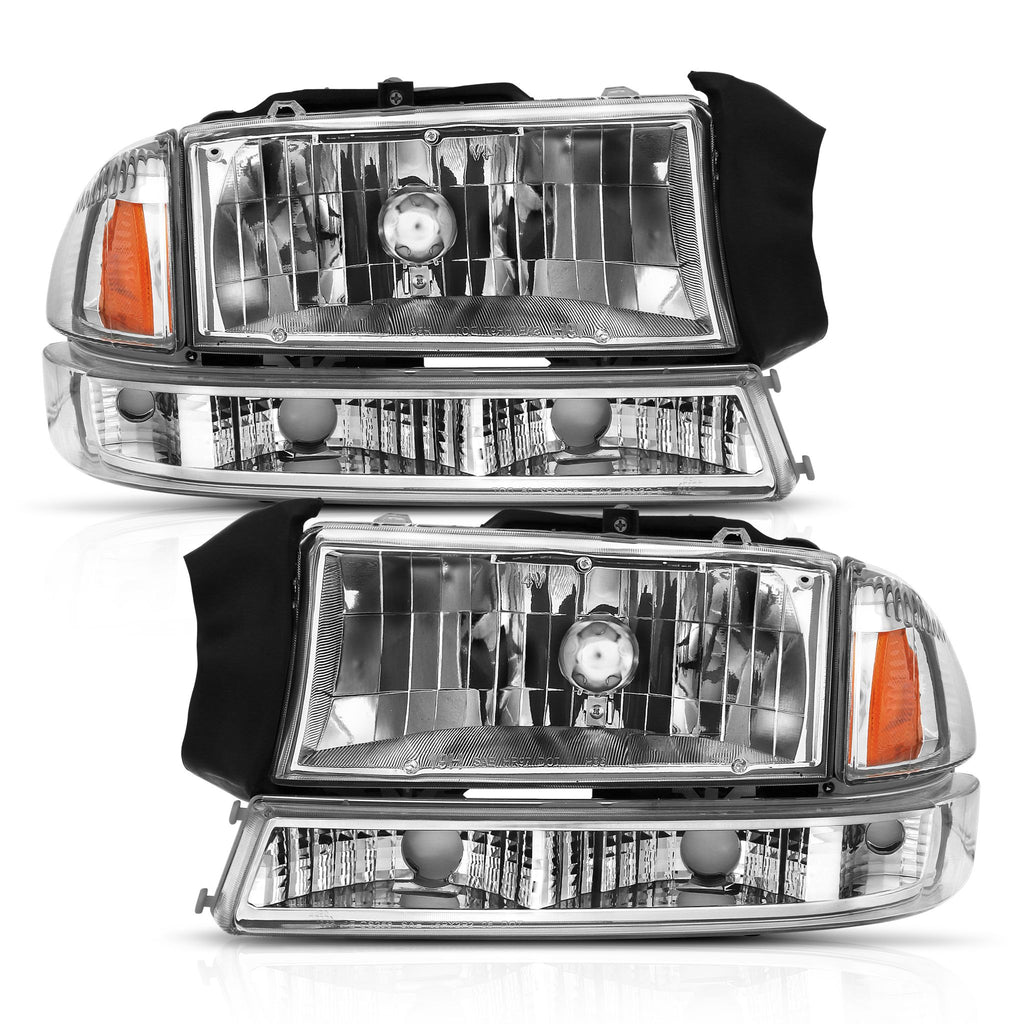 ANZO USA-111455 | Crystal Headlights; Chrome Housing; Clear Lens; 4pcs