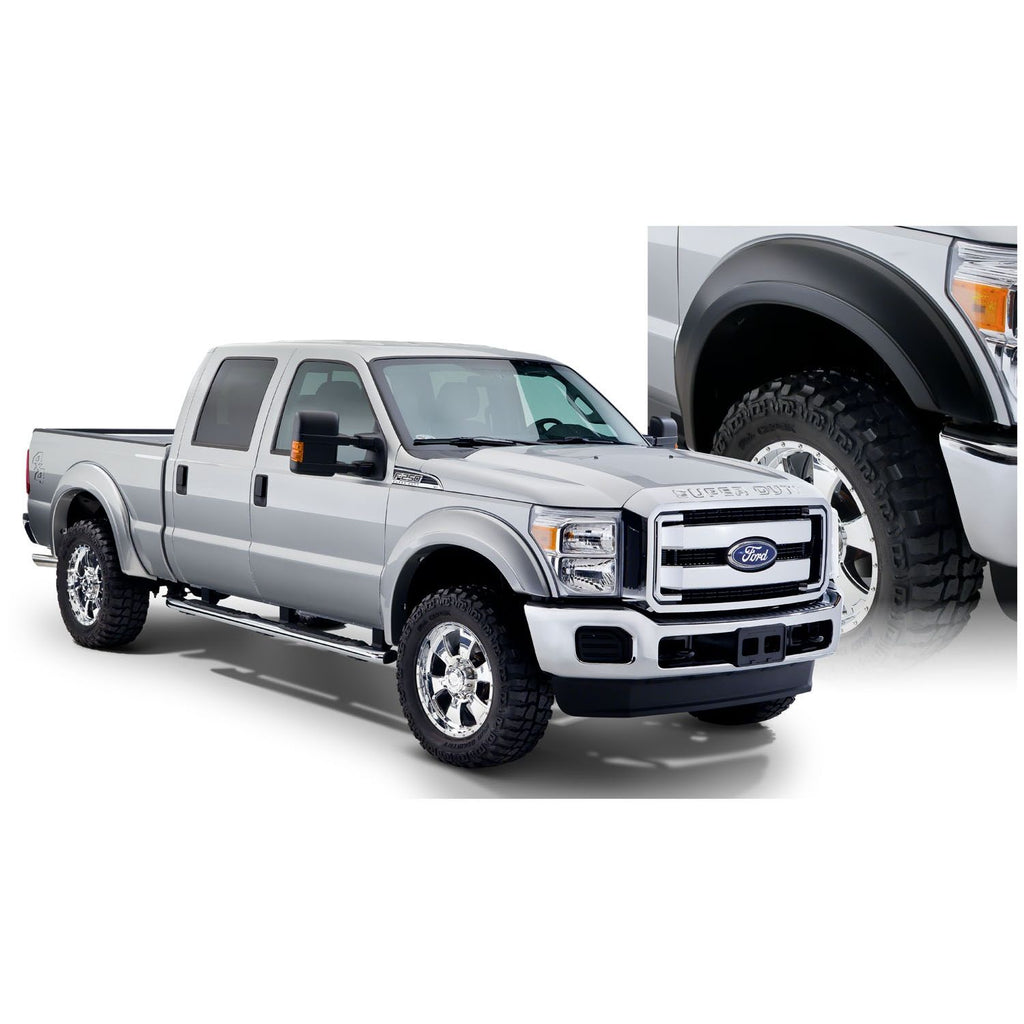 Bushwacker 20932-02 Black Extend-A-Fender Style Smooth Finish 4-Piece Fender Flare Set for 2011-2016 Ford F-250/F-350 Super Duty (Excludes Dually)