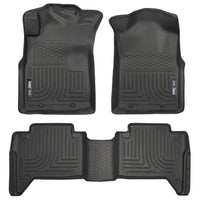 Husky Liners 98951 | Husky Liners Front & 2nd Seat Floor Liners (Footwell Coverage), Fits 05-15 TACOMA CREW CAB WEATHERBEATER FRONT & 2ND SEAT FLOOR LINERS BLACK