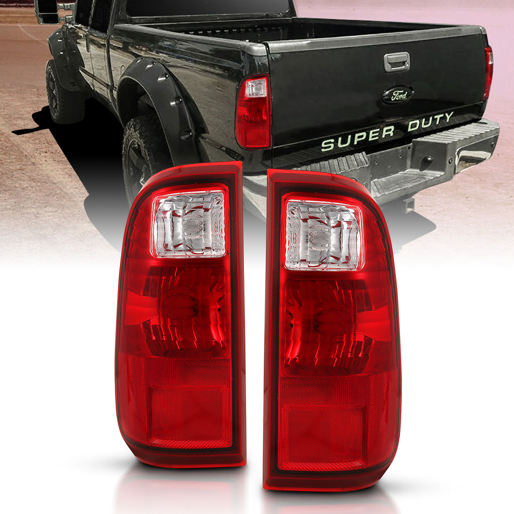 ANZO USA-311305 | Tail Light Assembly; Chrome Housing; Red/Clear Lens; Pair