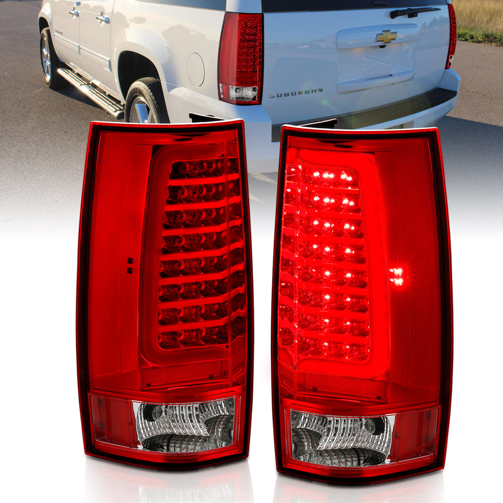 ANZO USA-311323 | Tail Light Assembly; LED; Chrome Housing; Red/Clear Lens; Pair