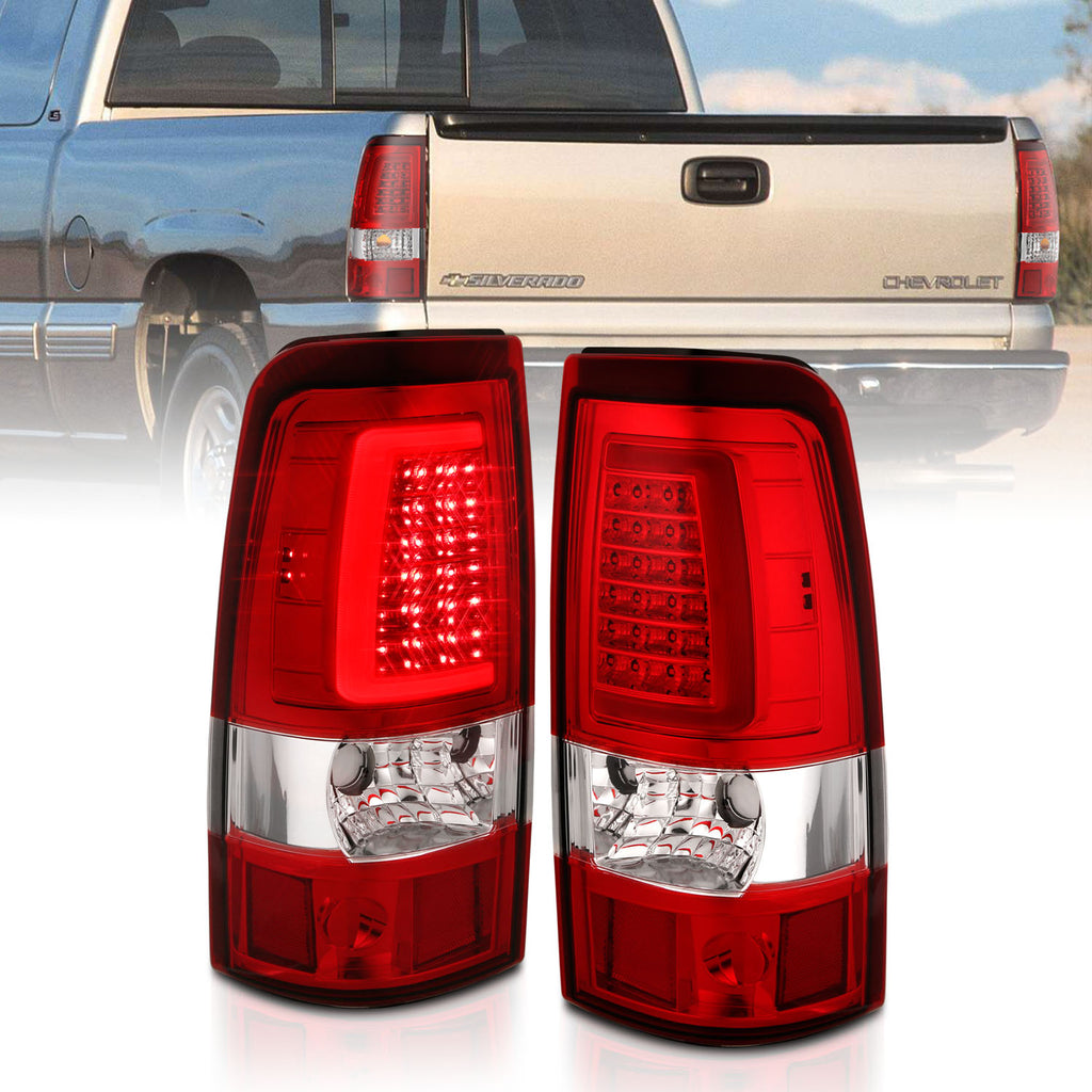 ANZO USA-311332 | Tail Light Assembly; LED; Chrome Housing; Red/Clear Lens; Pair