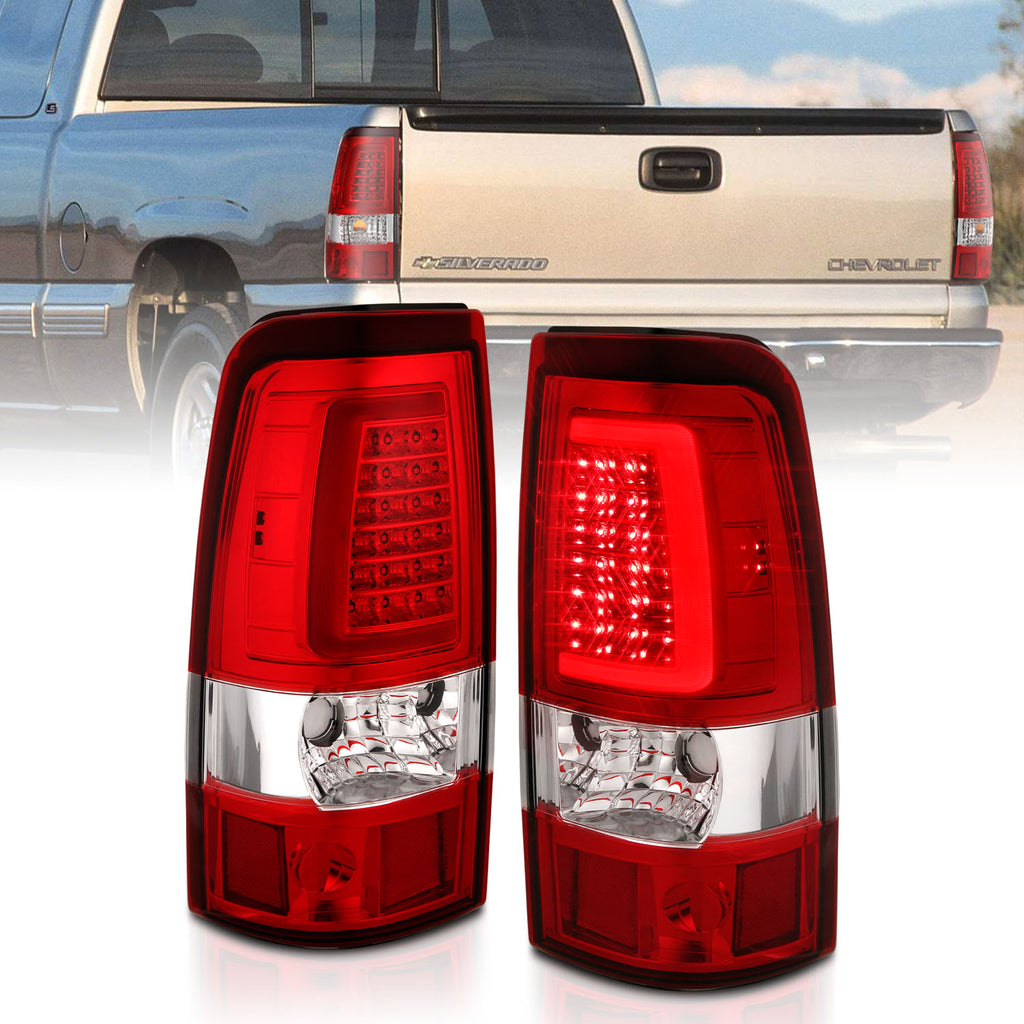 ANZO USA-311335 | Tail Light Assembly; LED; Chrome Housing; Red/Clear Lens; Pair