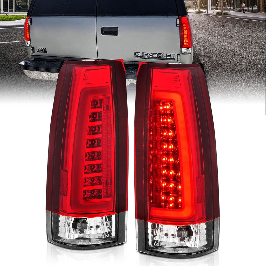 ANZO USA-311346 | Tail Light Assembly; LED; Chrome Housing; Red/Clear Lens; Pair