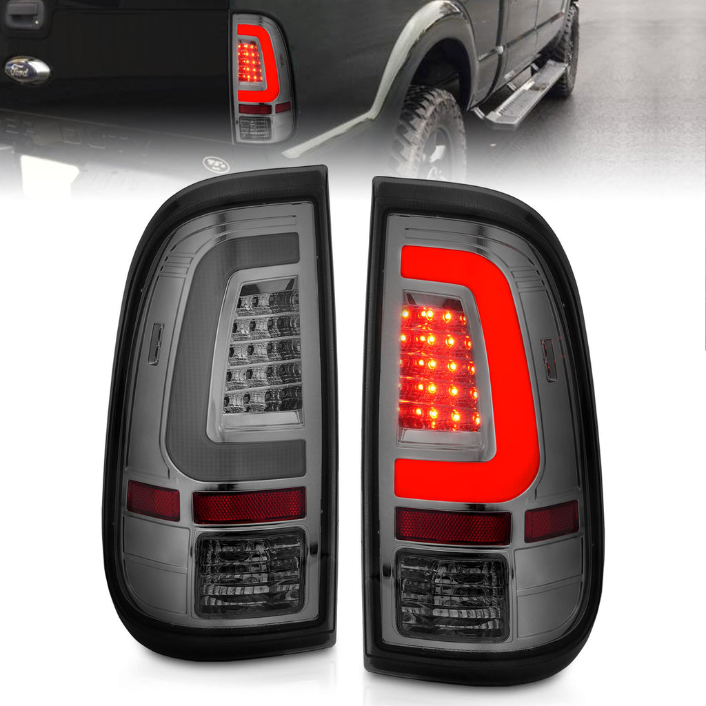 ANZO USA-311357 | Tail Light Assembly; LED; Chrome Housing; Smoke Lens; Pair