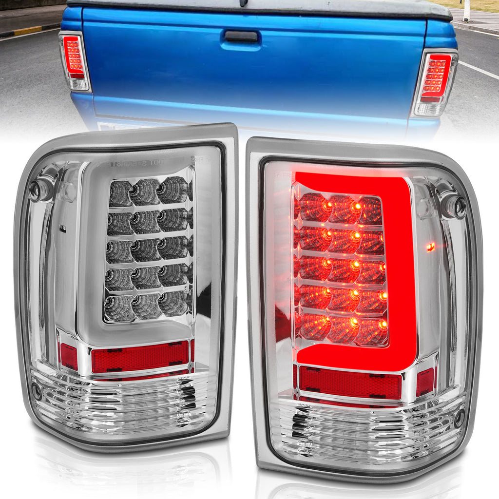 ANZO USA-311361 | Tail Light Assembly; LED; Chrome Housing; Clear Lens; Pair