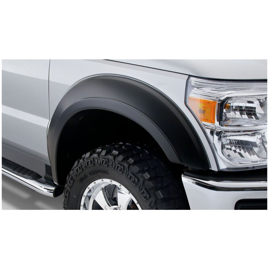 Bushwacker 20085-02 Black Extend-A-Fender Style Smooth Finish Front Fender Flares for 2011-2016 Ford F-250/F-350 Super Duty (Excludes Dually)