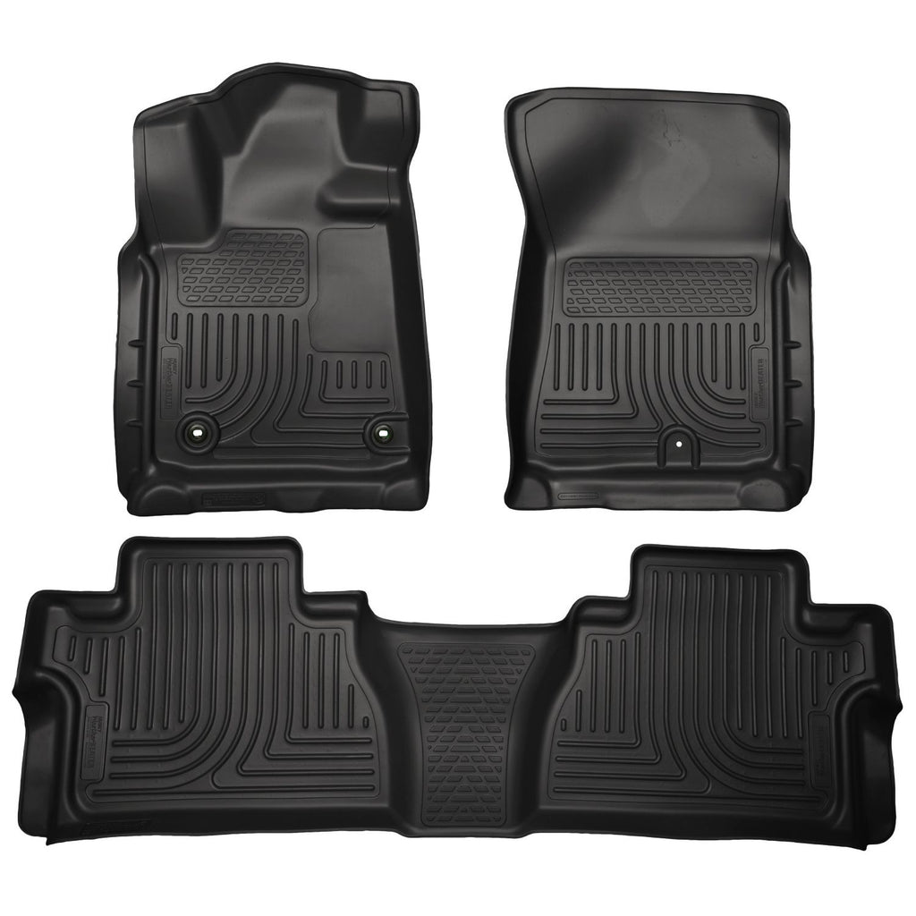 Husky Liners 99581 | Husky Liners Front & 2nd Seat Floor Liners (Footwell Coverage), Fits 14-C TUNDRA CREWMAX FRONT/2ND SEAT LINERS WEATHERBEATER BLACK