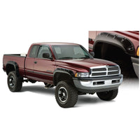 Bushwacker 50908-02 Black Pocket/Rivet Style Smooth Finish 4-Piece Fender Flare Set for 1994-2001 Dodge Ram 1500; 1994-2002 Ram 2500 3500 (Excludes Dually); Fit 78/96 In. Bed