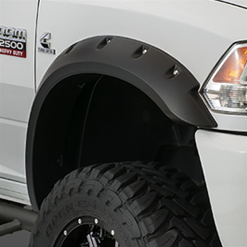 Bushwacker 40091-02 Black Max Coverage Pocket/Rivet Style Smooth Finish Front Fender Flares for 2019 Chevrolet Silverado 1500 LD 2014-2018 Silverado 1500; 2015-2019 Silverado 2500HD 3500HD; Fits 78.8/97.8 In. Bed
