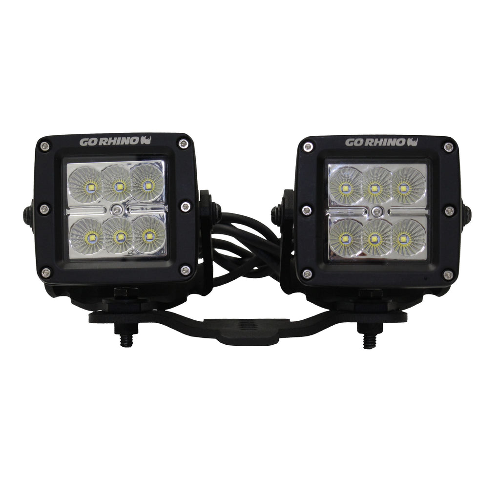 Go Rhino - 731030T - Jeep Wrangler JL & JLU Hood hinge Mount for a 3in X 3in Dual Cubes