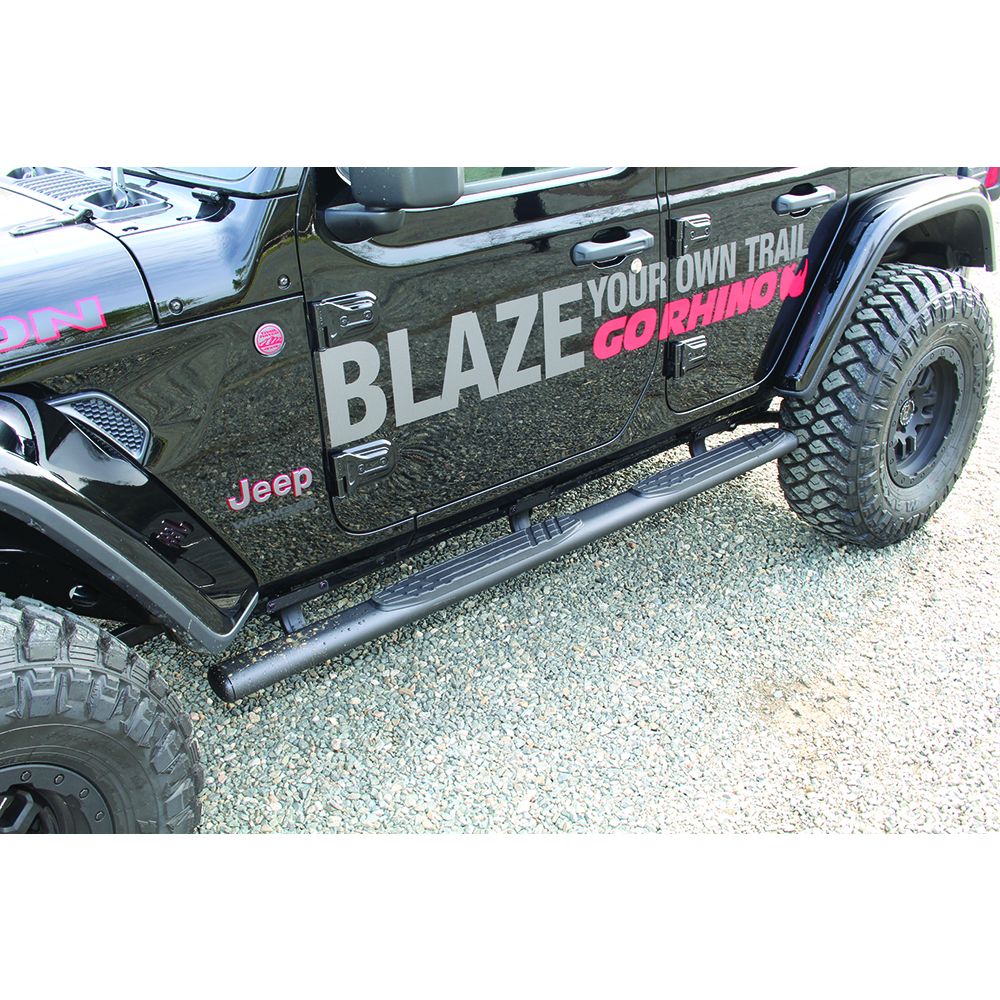 Go Rhino - 10473T - 1000 Series 4in Oval Side Steps Black Powdercoated 73in long