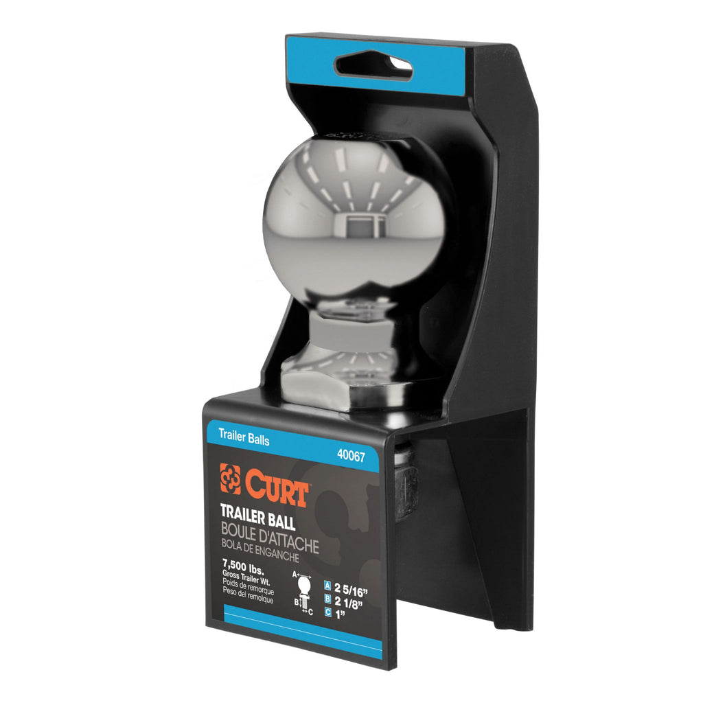 2-5/16" Trailer Ball (1" x 2-1/8" Shank 7500 lbs. Stainless Packaged)