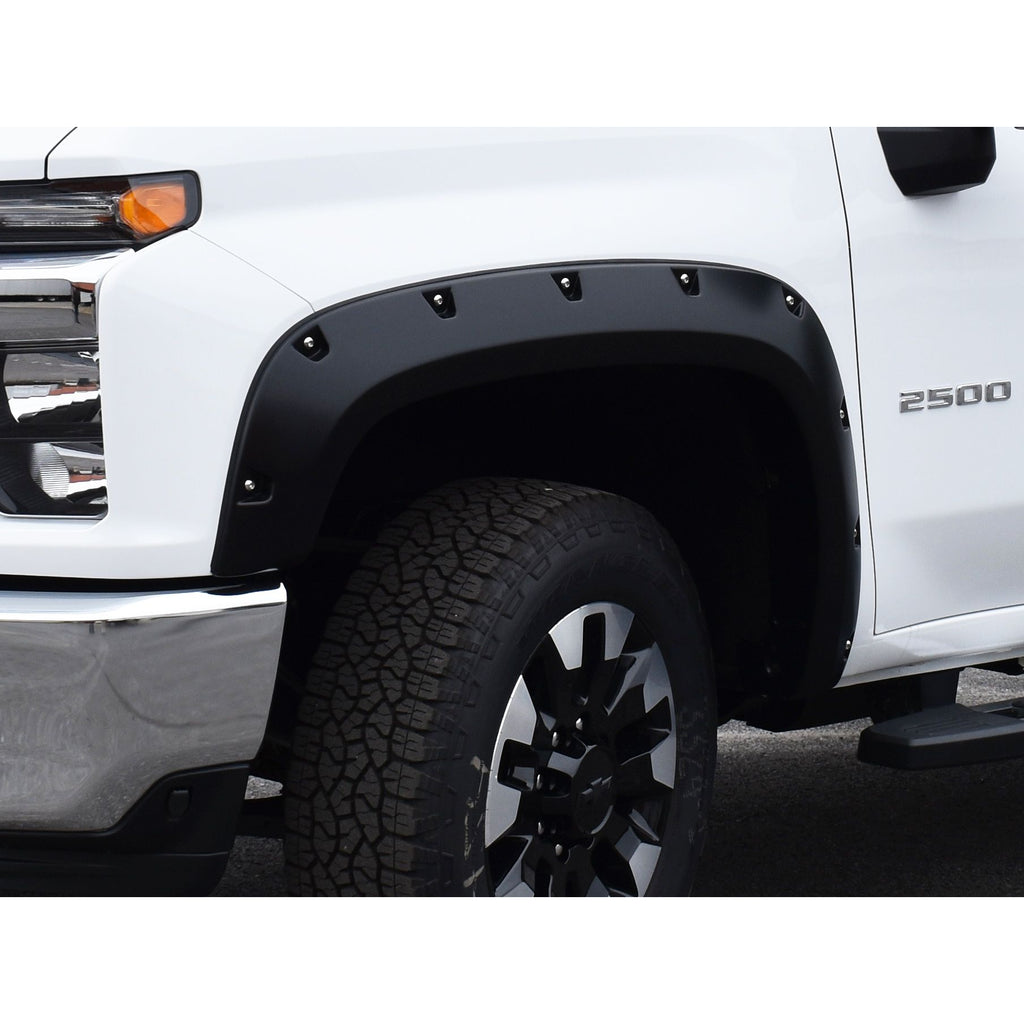 Bushwacker 40161-02 Black Pocket/Rivet Style Smooth Finish Front Fender Flares for 2020-2022 Chevrolet Silverado 2500/3500