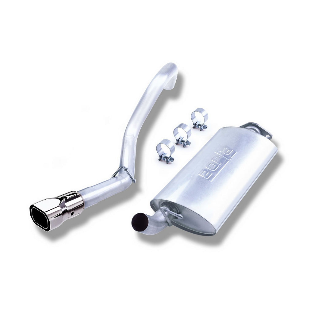 Borla 14924 | Borla Touring Cat-Back  Exhaust System for 2000-2006 Jeep Wrangler TJ 2.5L 4 Cyl/4.0L 6 Cyl Automatic and Manual Transmission 4WD 2-Door; Incl. Rubicon Automatic and Manual Transmission 4WD 2-Door with or WITHOUT Hitch.