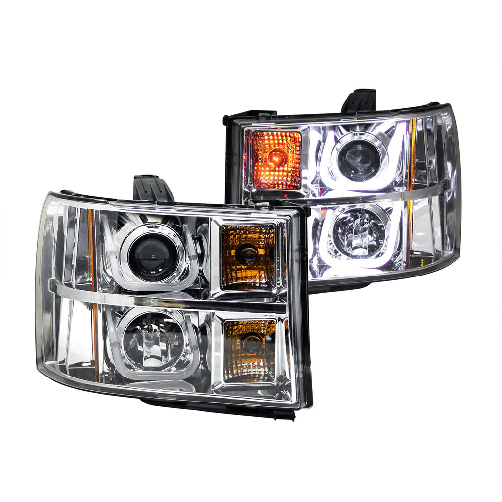 ANZO USA-111283 | Projector Headlight Set; Clear Lens; Chrome Housing;Pair w/U-Bar;