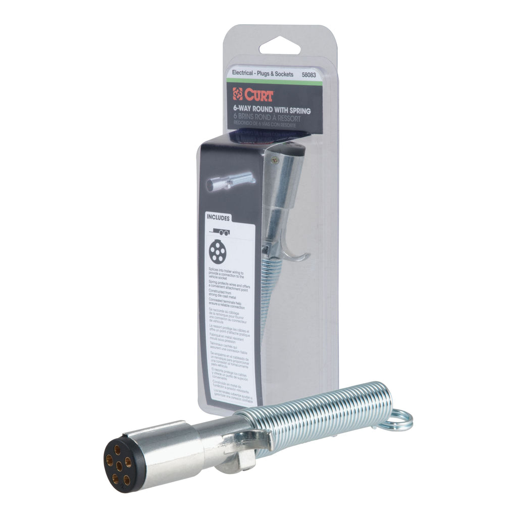 6-Way Round Connector Plug with Spring (Trailer Side Packaged)