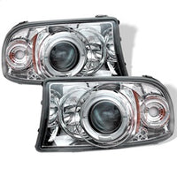 ( Spyder ) - 1PC Projector Headlights - LED Halo - LED ( Replaceable LEDs ) - Chrome - High H1 (Included) - Low H1 (Included)