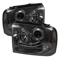 ( Spyder ) - Projector Headlights - LED Halo- LED ( Replaceable LEDs ) - Smoke - High H1 (Included) - Low H1 (Included)