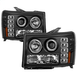 ( Spyder ) - Projector Headlights - LED Halo- LED ( Replaceable LEDs ) - Black - High H1 (Included) - Low H1 (Included)