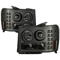 ( Spyder ) - Projector Headlights - LED Halo- LED ( Replaceable LEDs ) - Smoke - High H1 (Included) - Low H1 (Included)
