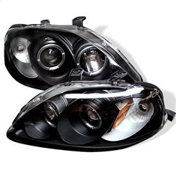 ( Spyder ) - Projector Headlights - LED Halo - Black - High H1 (Included) - Low H1 (Included)