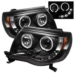 ( Spyder ) - Projector Headlights - LED Halo - LED ( Replaceable LEDs ) - Black - High H1 (Included) - Low H1 (Included)
