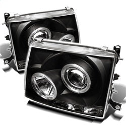 ( Spyder ) - Projector Headlights - LED Halo - LED ( Replaceable LEDs ) - Black - High H1 (Included) - Low H1 (Included)