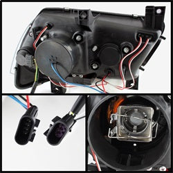 ( Spyder ) - Projector Headlights - Xenon/HID Model Only (Not Compatible With Halogen Model ) - Light Tube DRL - Black - High H1 (Included) - Low D3S (Not Included)