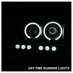 ( Spyder ) - Projector Headlights - CCFL Halo - LED ( Replaceable LEDs ) - Black Smoke - High H1 (Included) - Low H1 (Included)