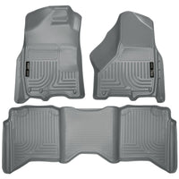 Husky Liners 99002 | Husky Liners Front & 2nd Seat Floor Liners; Front & 2nd Seat Floor Liners, Fits 09-15 RAM 1500/2500/3500 CREW CAB WEATHERBEATER FRONT & 2ND SEAT FLOOR LINERS W/1 OR 2 HOOKS GREY